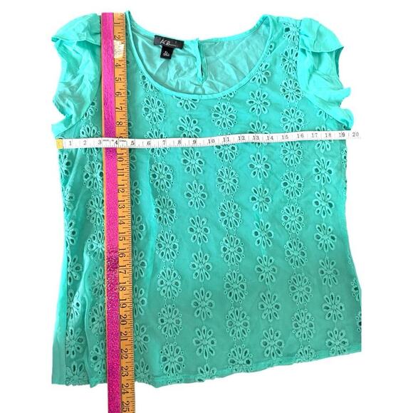 AGB PL Floral Embroidered Mesh Sheer Blouse PL - Picture 4 of 5